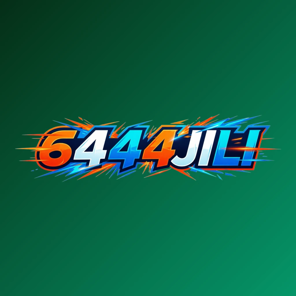 Powerful 6444JILI sports logo with bold italic bright orange, blue, and white lettering, featuring speed lines and energetic motion effects on a transparent background, designed as a wide horizontal rectangular wordmark for a website header